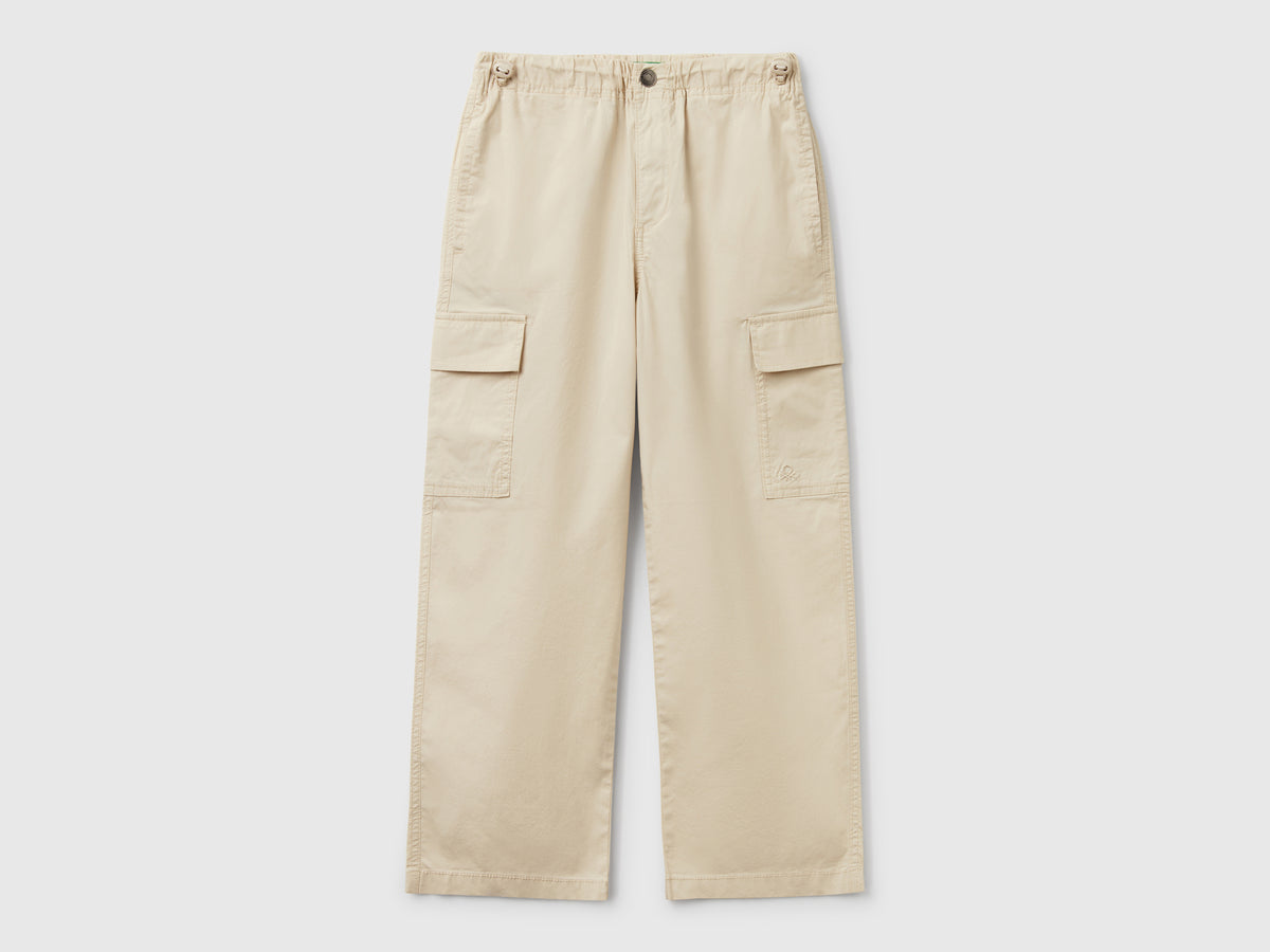 Pantaloni parachute in cotone stretch