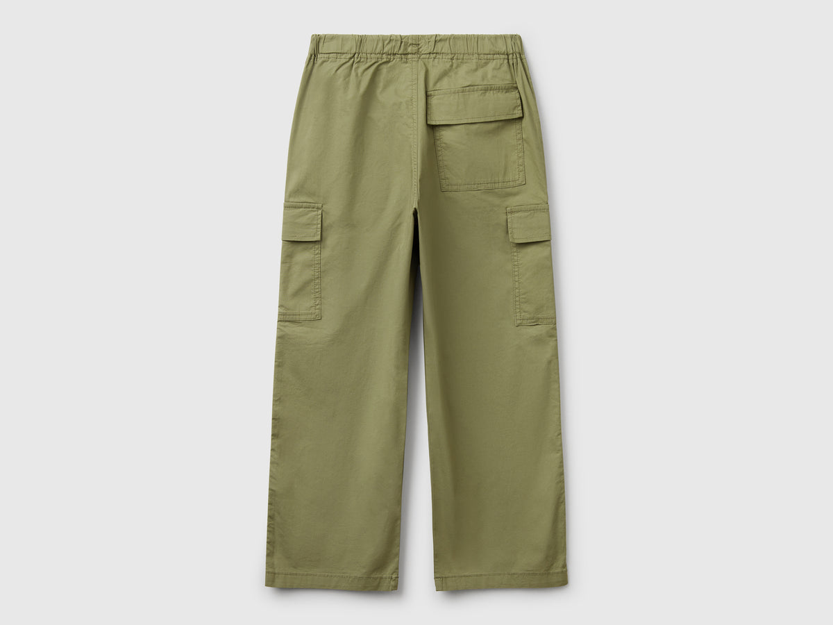 Pantaloni parachute in cotone stretch