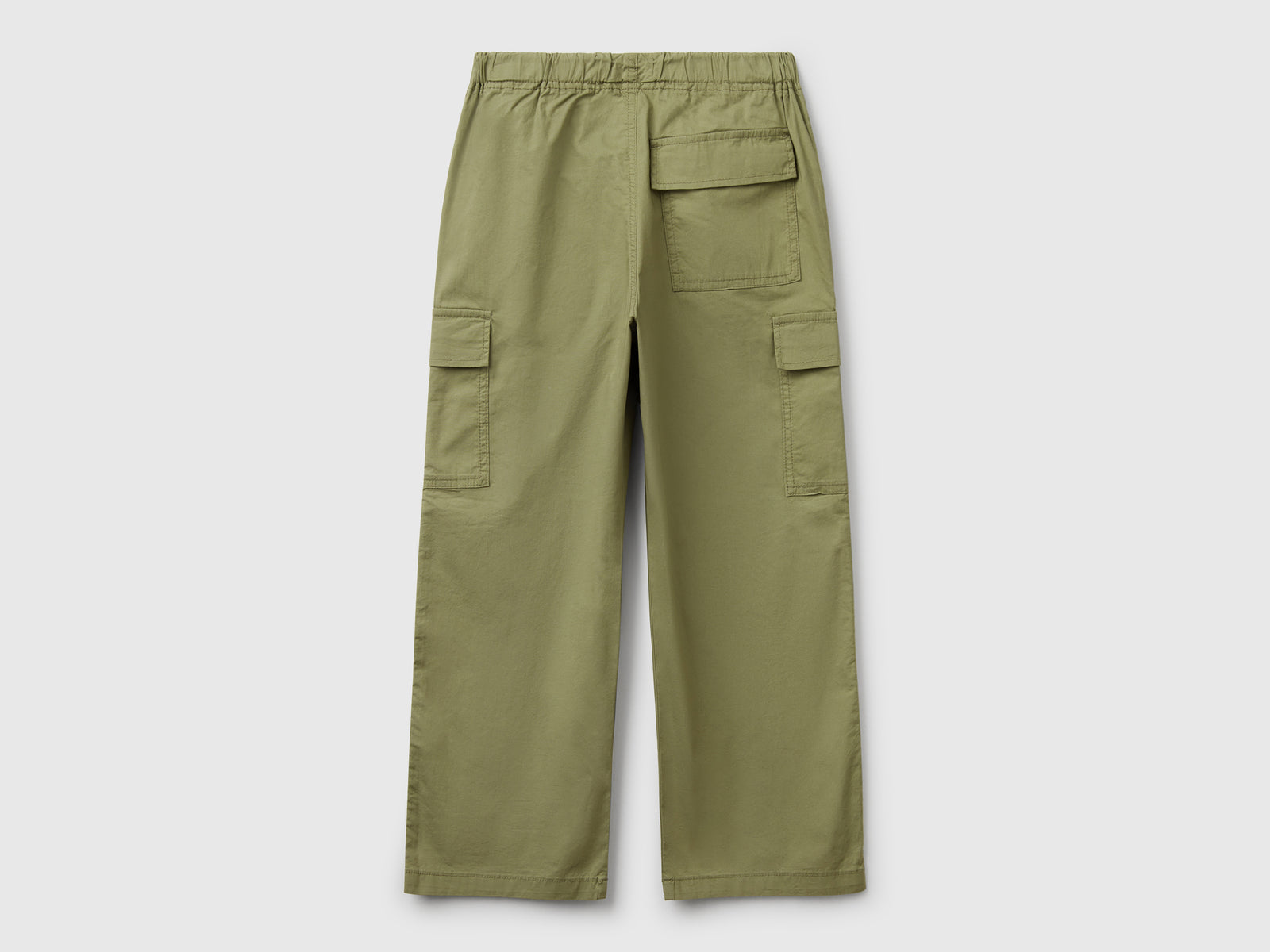 Pantaloni parachute in cotone stretch da bambino verde oliva 2 | Benetton Outlet