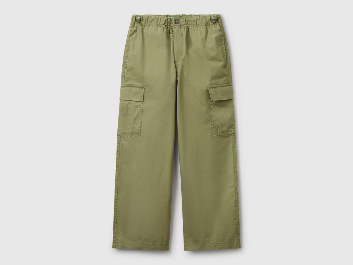Pantaloni parachute in cotone stretch