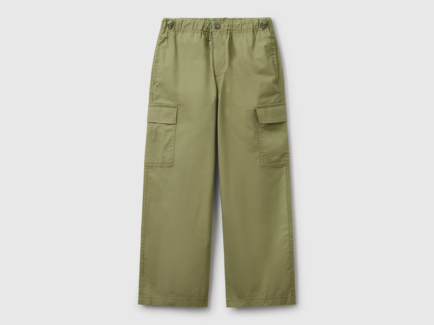 Pantaloni parachute in cotone stretch da bambino verde oliva | Benetton Outlet