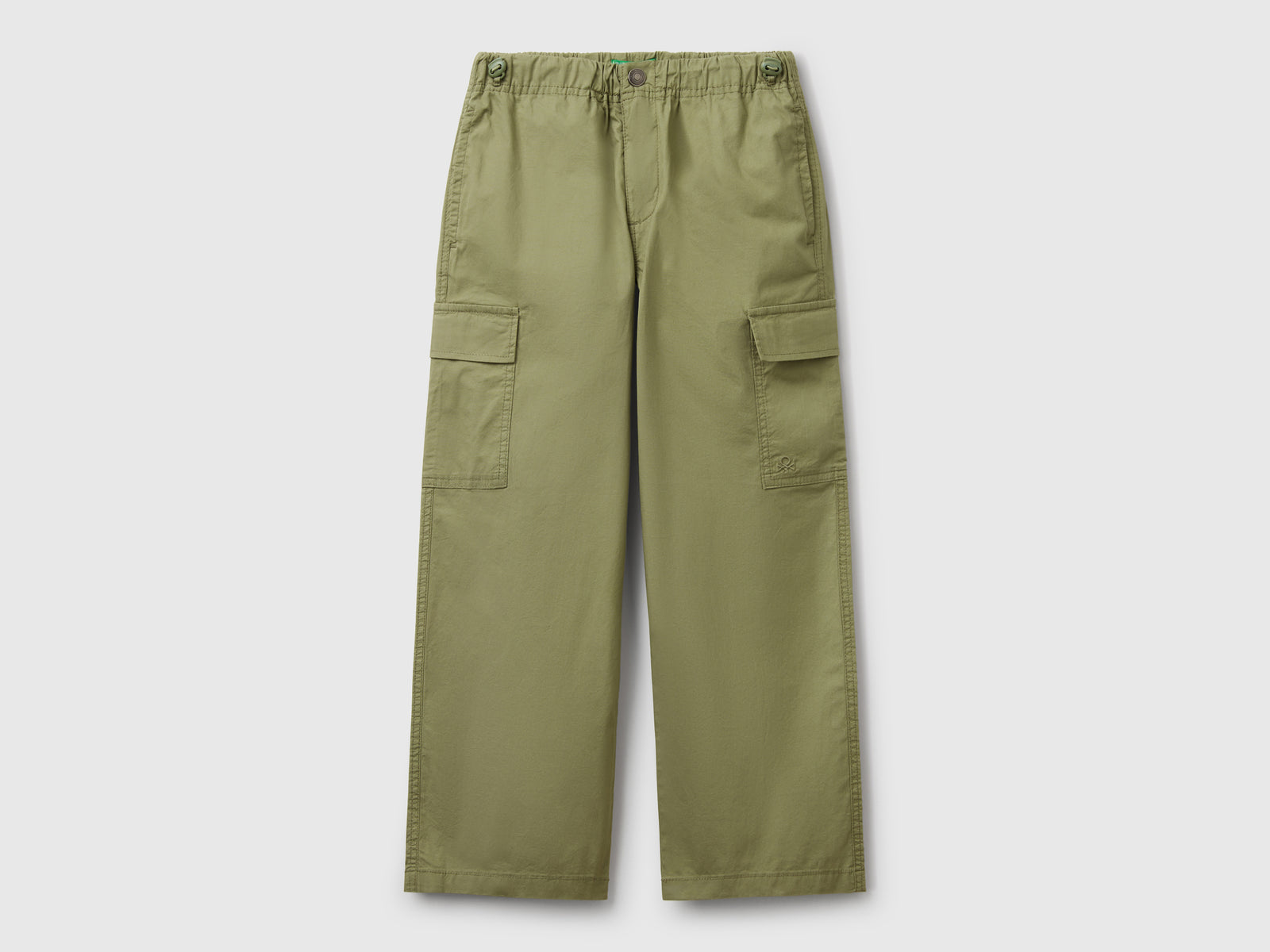 Pantaloni parachute in cotone stretch da bambino verde oliva | Benetton Outlet