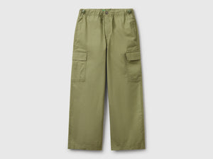 Pantaloni parachute in cotone stretch