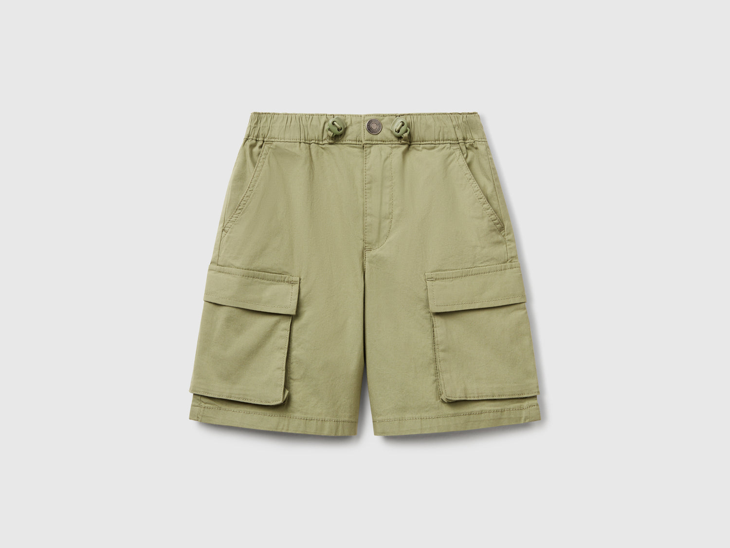 Shorts parachute in cotone stretch da bimbo verde oliva | Benetton Outlet