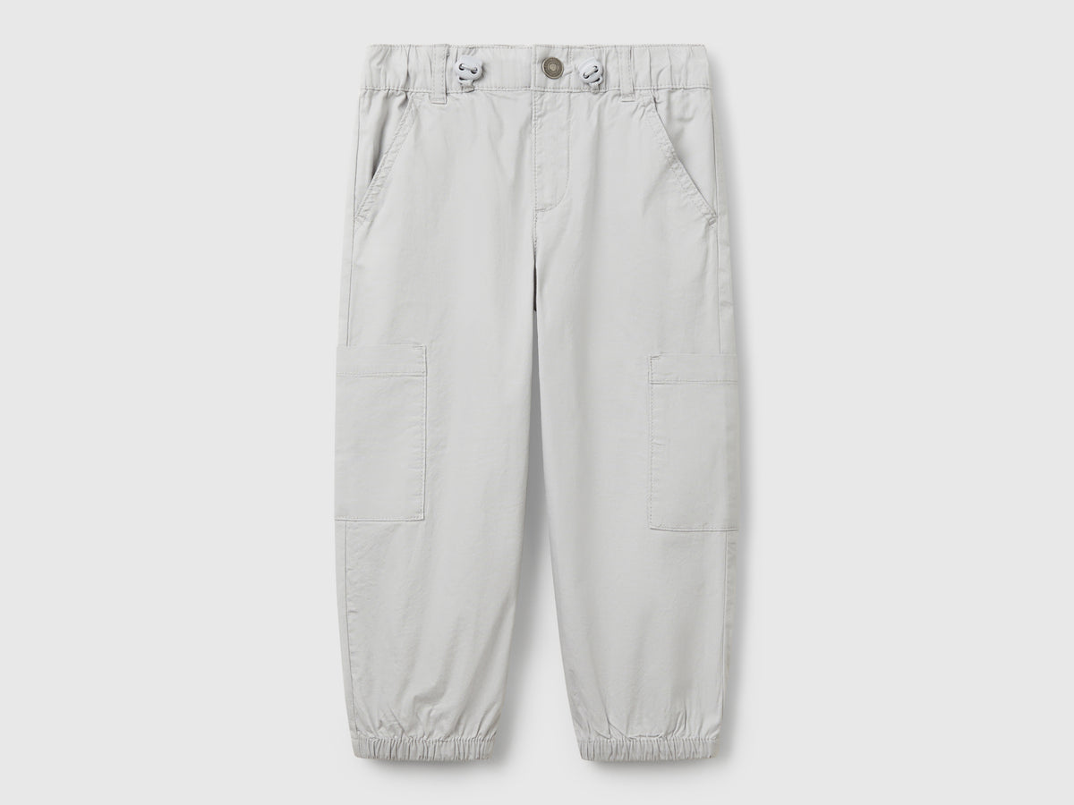 Pantaloni parachute in cotone stretch
