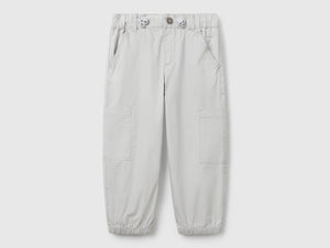 Pantaloni parachute in cotone stretch