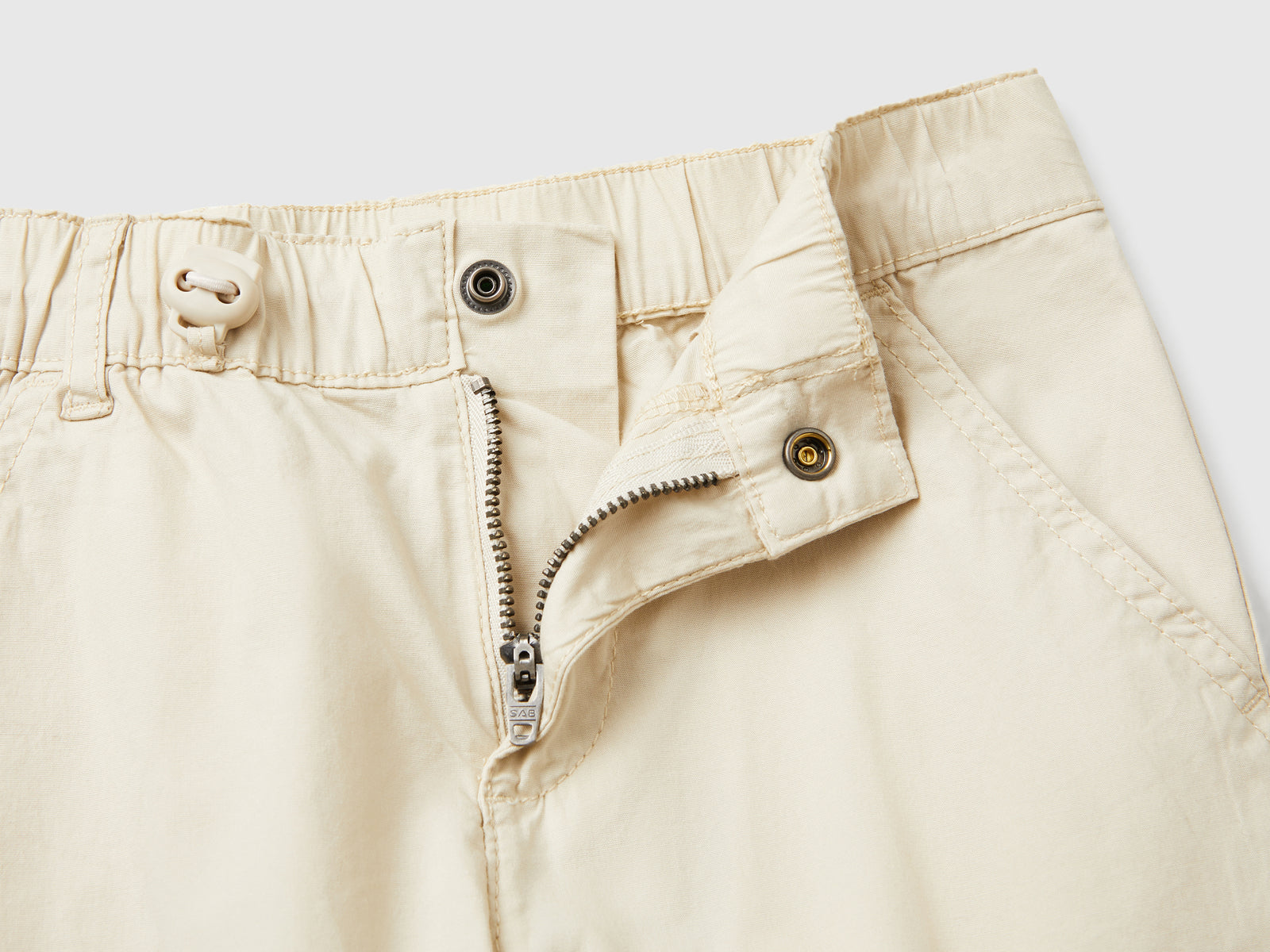 Pantaloni parachute in cotone stretch da bimbo beige 3 | Benetton Outlet