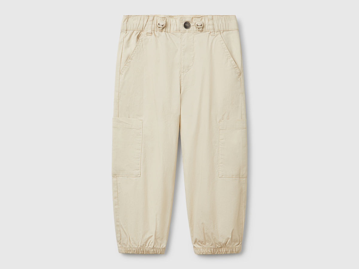 Pantaloni parachute in cotone stretch