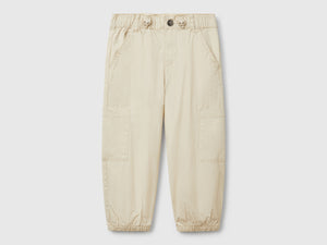 Pantaloni parachute in cotone stretch