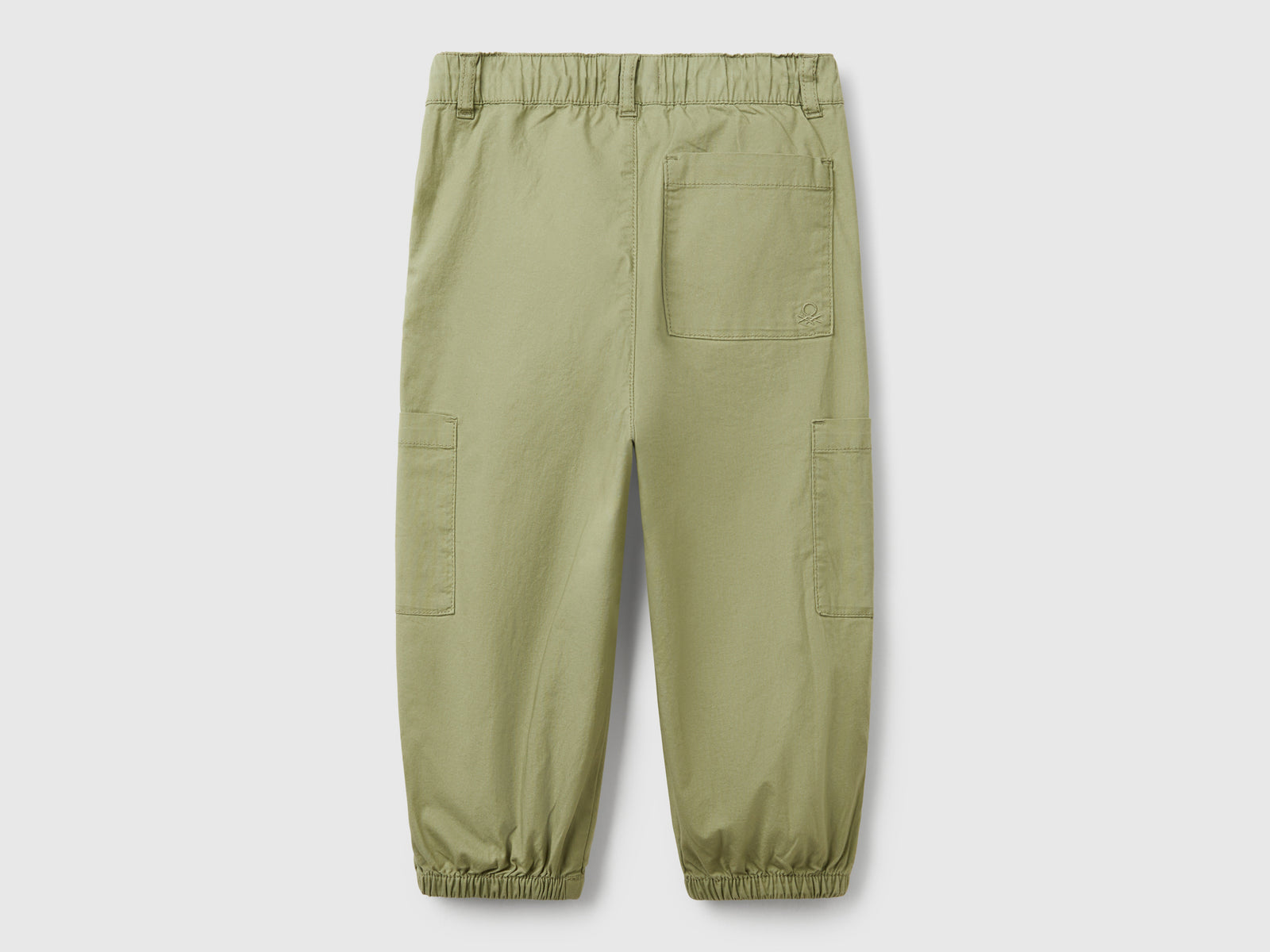 Pantaloni parachute in cotone stretch da bimbo verde oliva 2 | Benetton Outlet