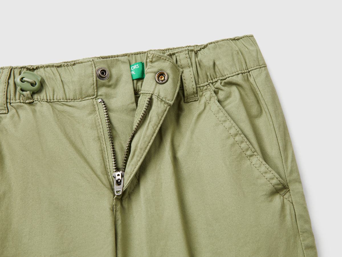 Pantaloni parachute in cotone stretch