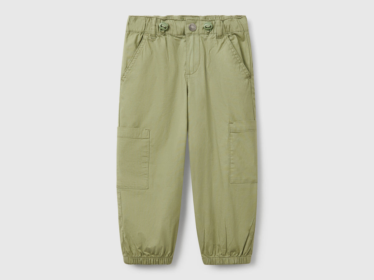Pantaloni parachute in cotone stretch