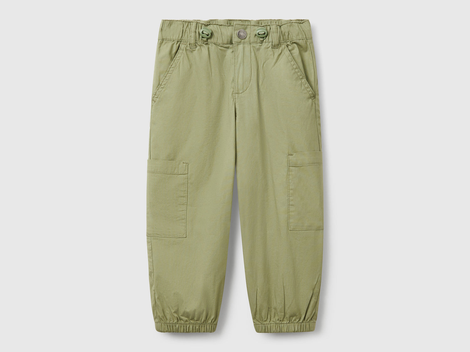Pantaloni parachute in cotone stretch da bimbo verde oliva | Benetton Outlet