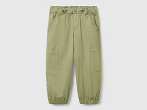 Pantaloni parachute in cotone stretch