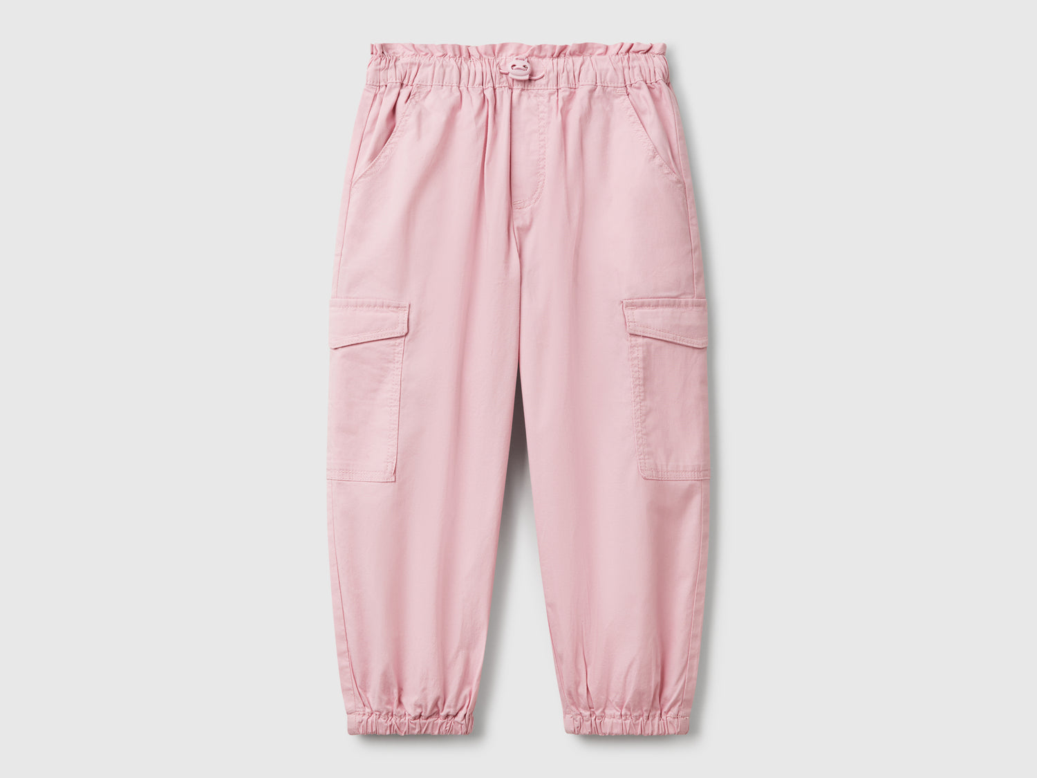 Pantaloni cargo in cotone stretch da bimba rosa | Benetton Outlet