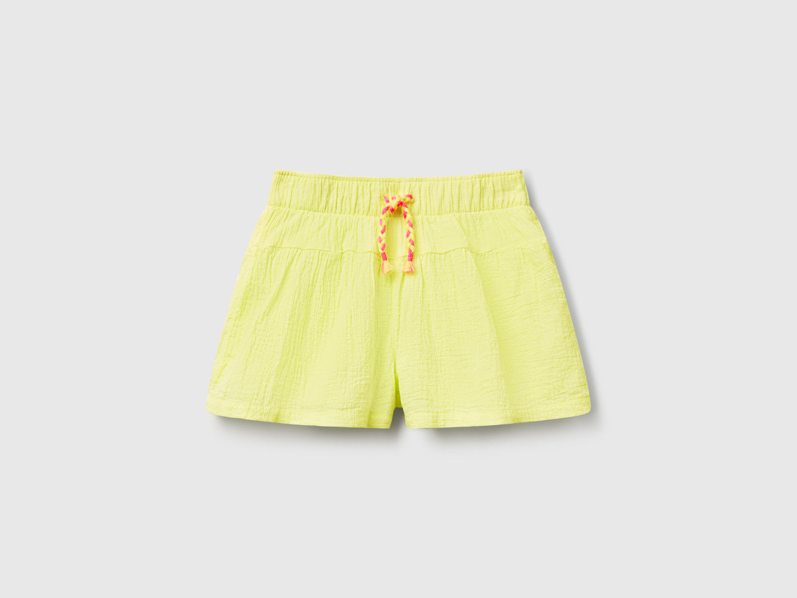 Shorts leggeri con coulisse da bimba giallo | Benetton Outlet