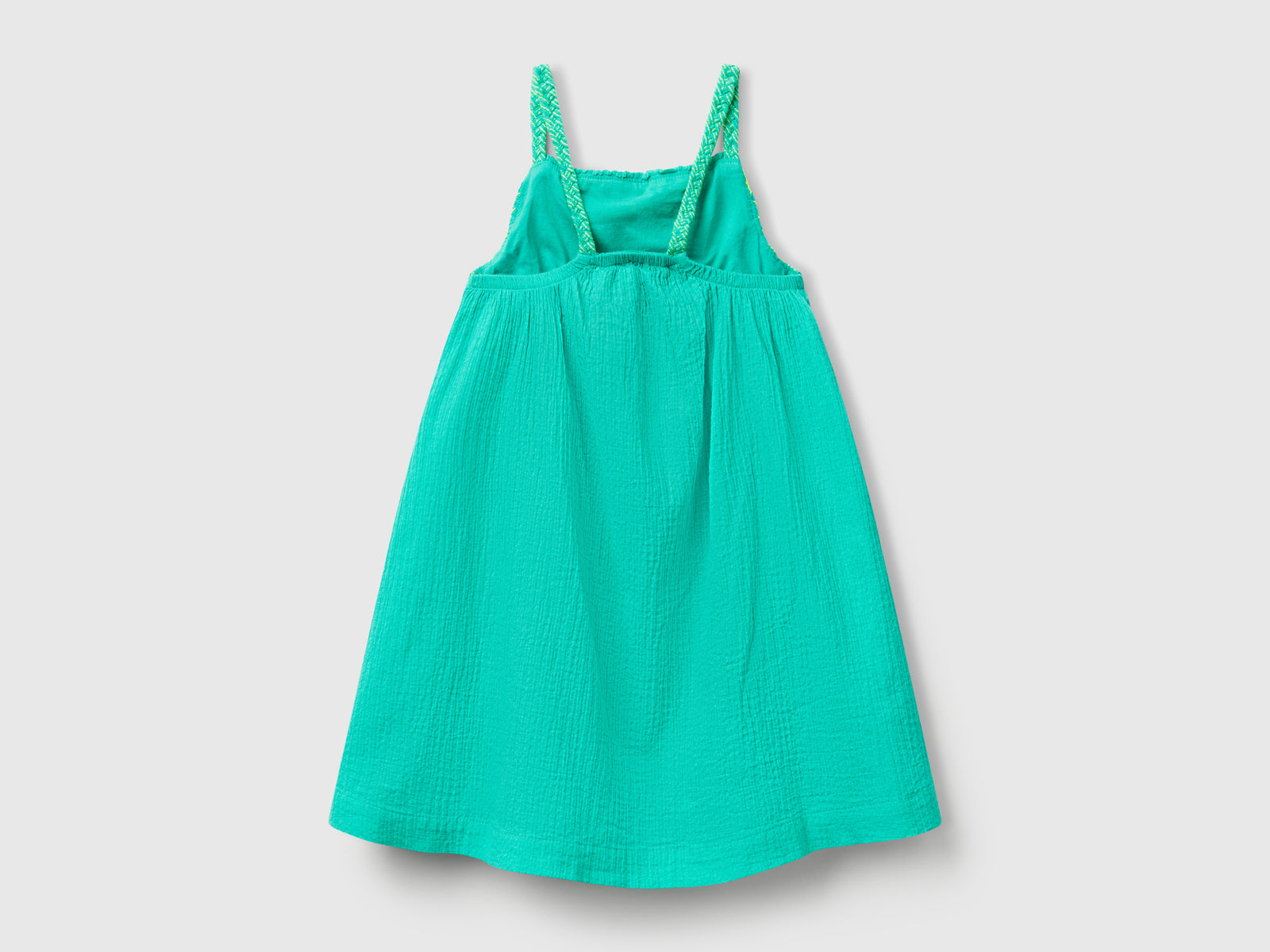 Vestito con nappine fluo da bimba celeste fluo 2 | Benetton Outlet