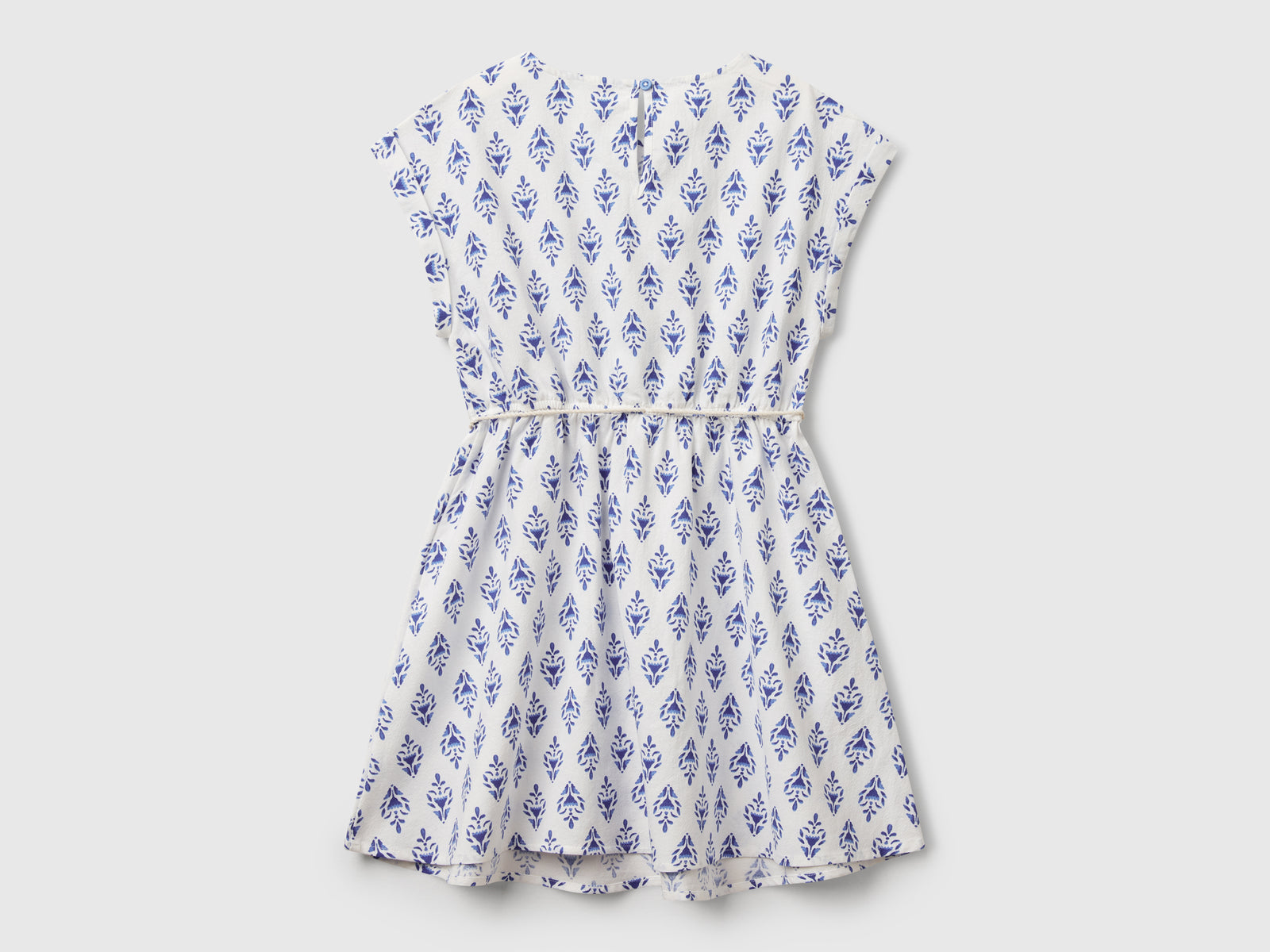 Abito svasato fantasia da bambina blu 2 | Benetton Outlet