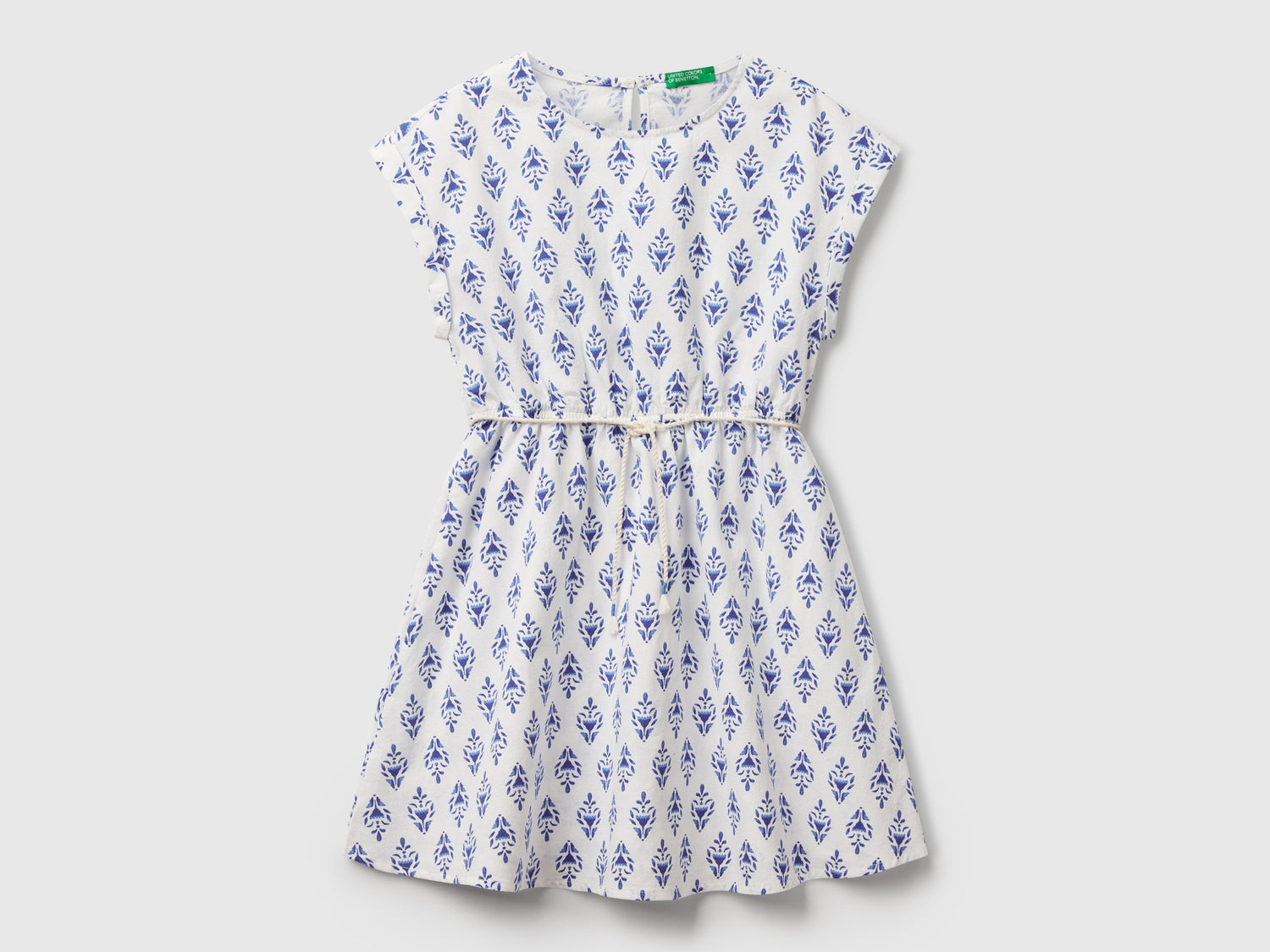 Abito svasato fantasia da bambina blu | Benetton Outlet