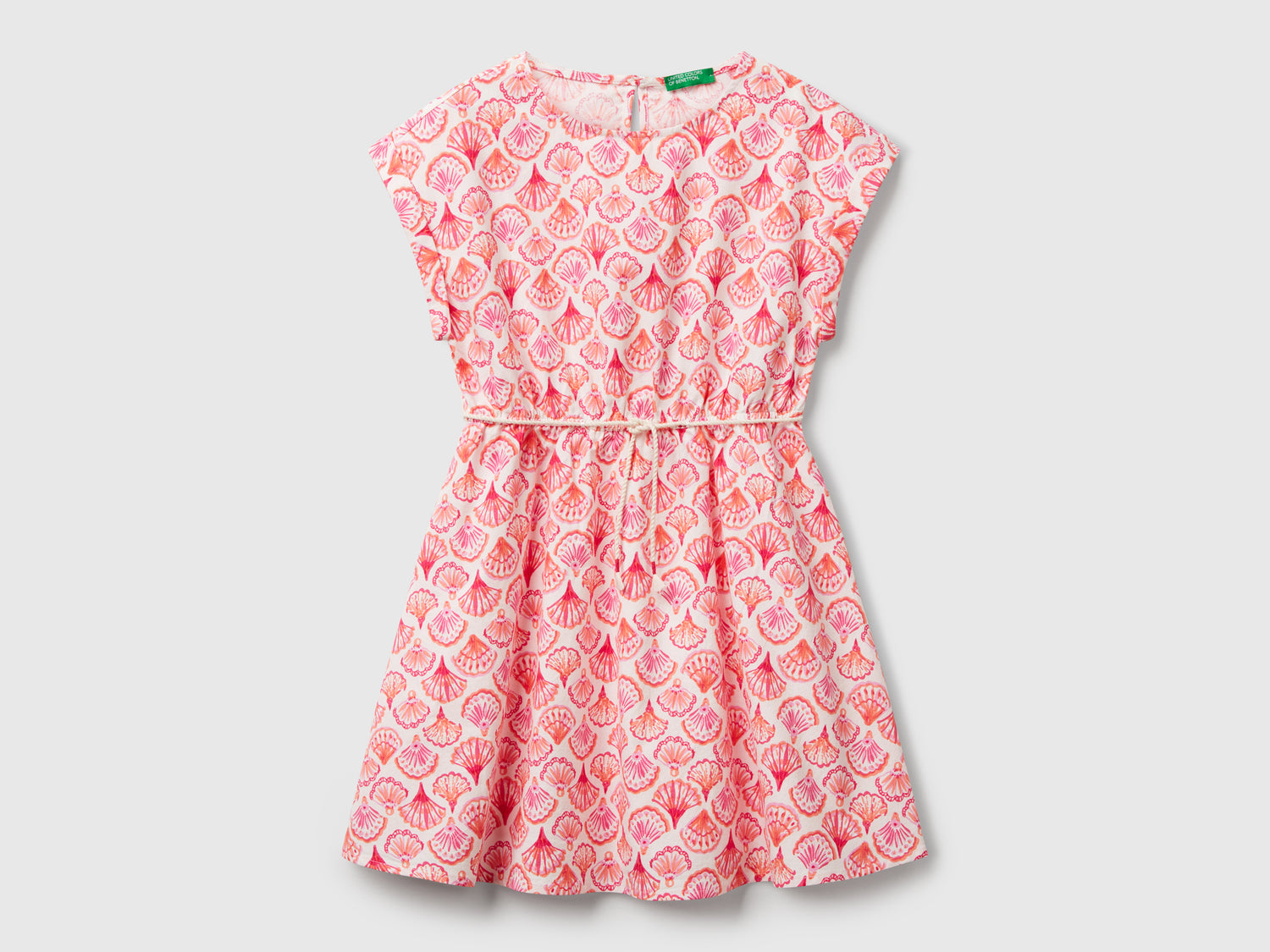 Abito svasato fantasia da bambina rosa | Benetton Outlet