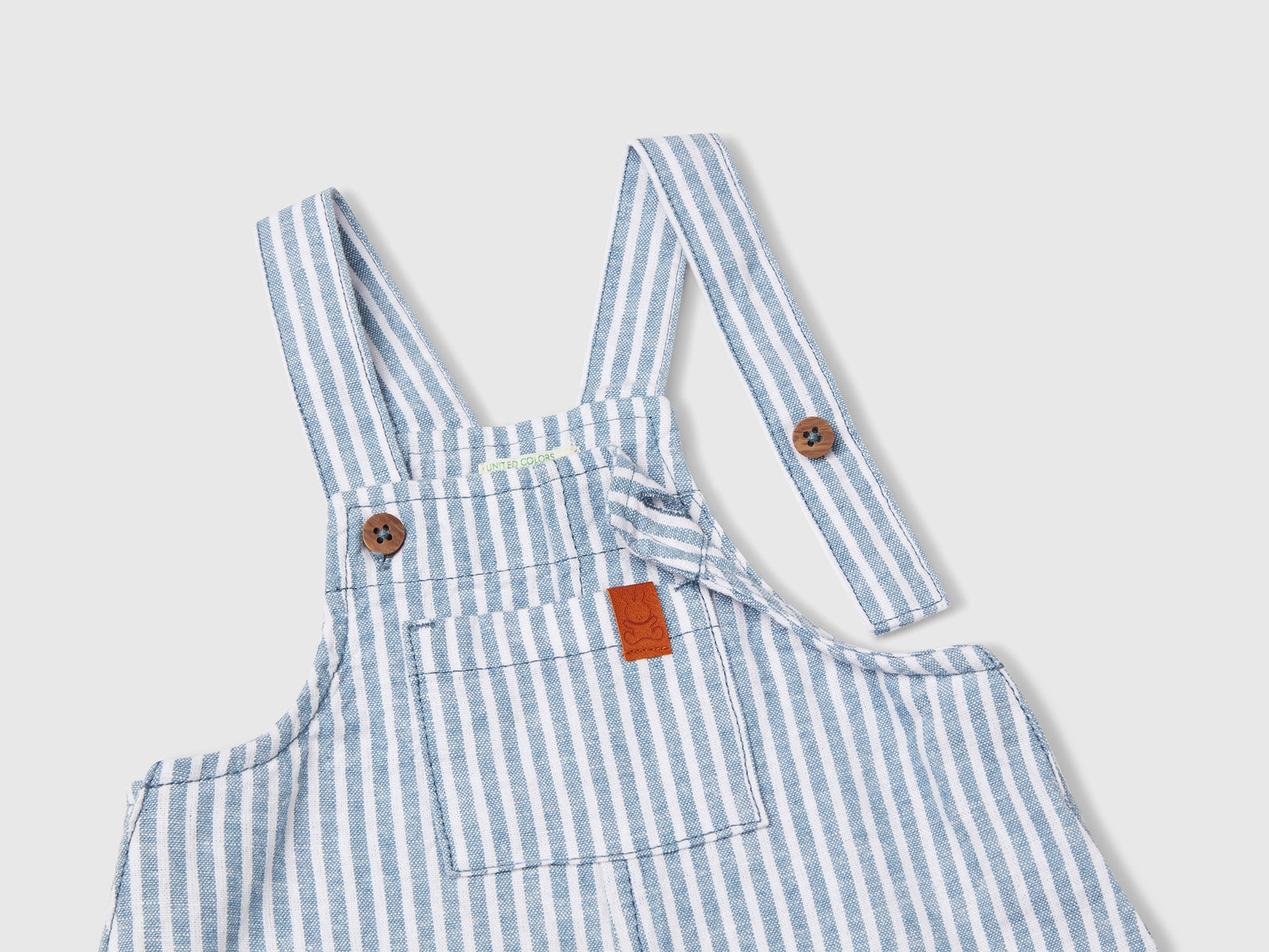 Salopette a righe in misto lino da neonato blu 3 | Benetton Outlet