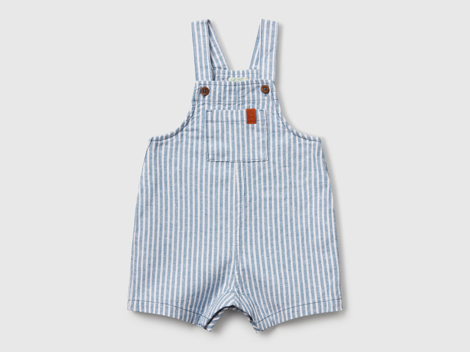 Salopette a righe in misto lino da neonato blu | Benetton Outlet