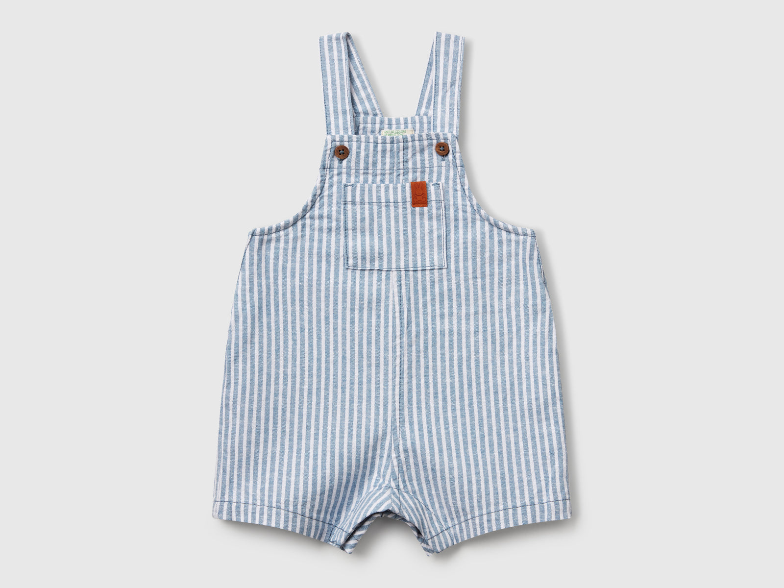 Salopette a righe in misto lino da neonato blu | Benetton Outlet