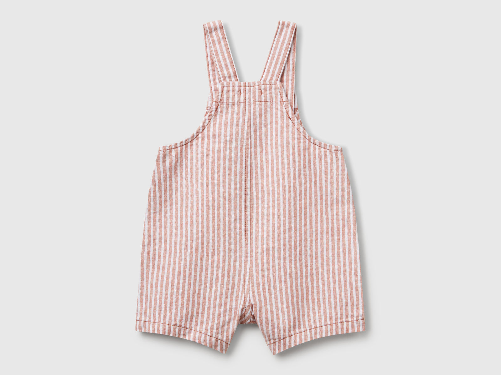 Salopette a righe in misto lino da neonato rosso 2 | Benetton Outlet