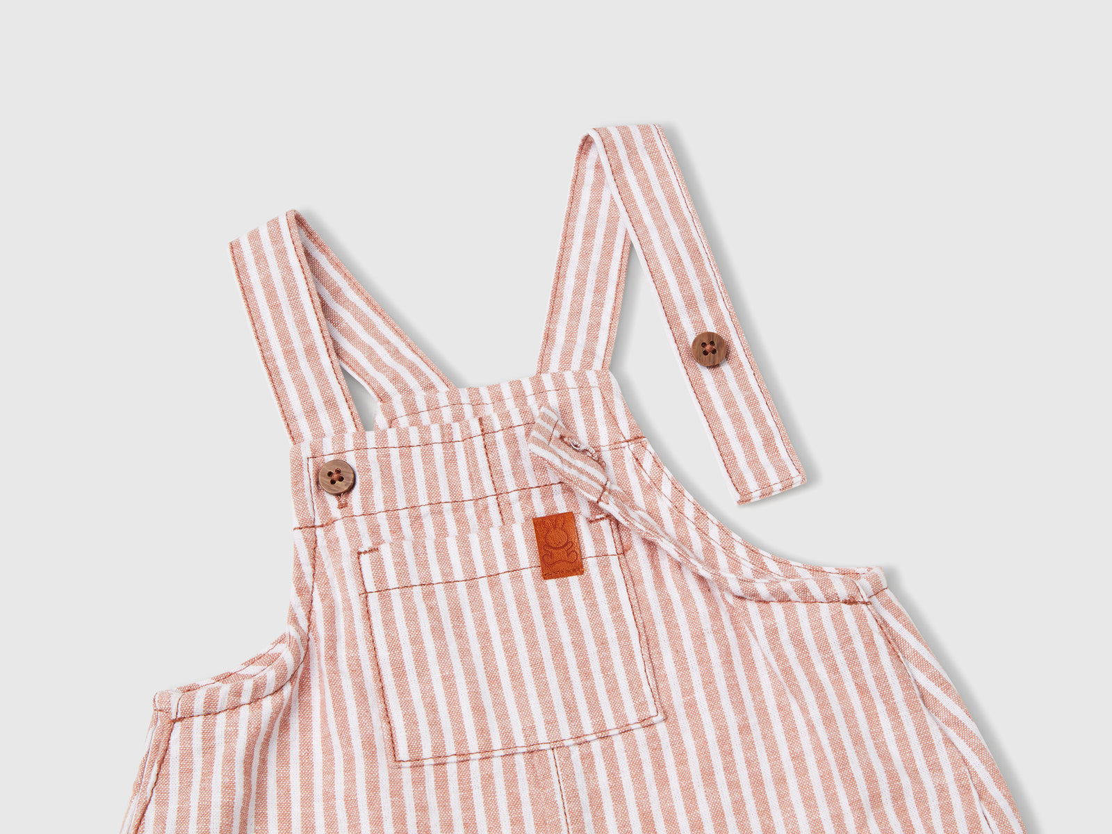 Salopette a righe in misto lino da neonato rosso 3 | Benetton Outlet