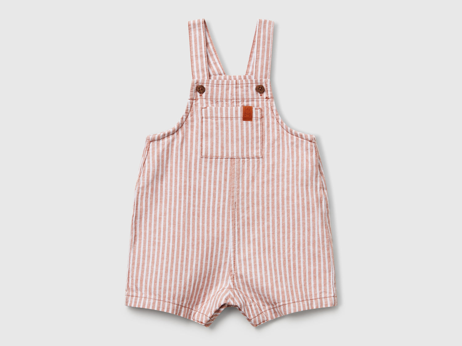 Salopette a righe in misto lino da neonato rosso | Benetton Outlet