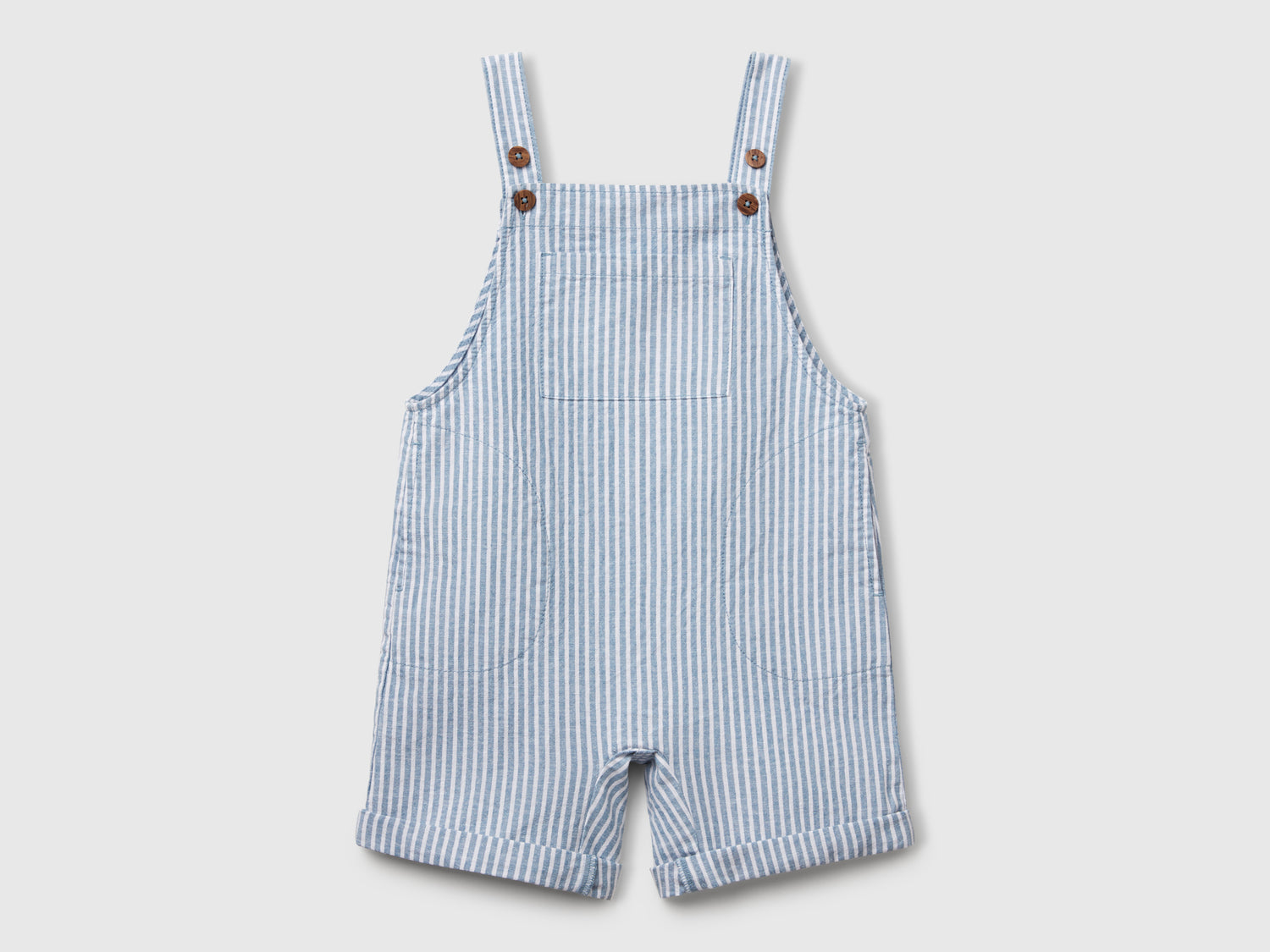Salopette a righe in misto lino da bimbo blu | Benetton Outlet