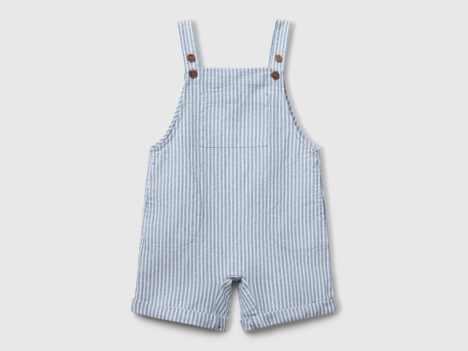 Salopette a righe in misto lino da bimbo blu | Benetton Outlet