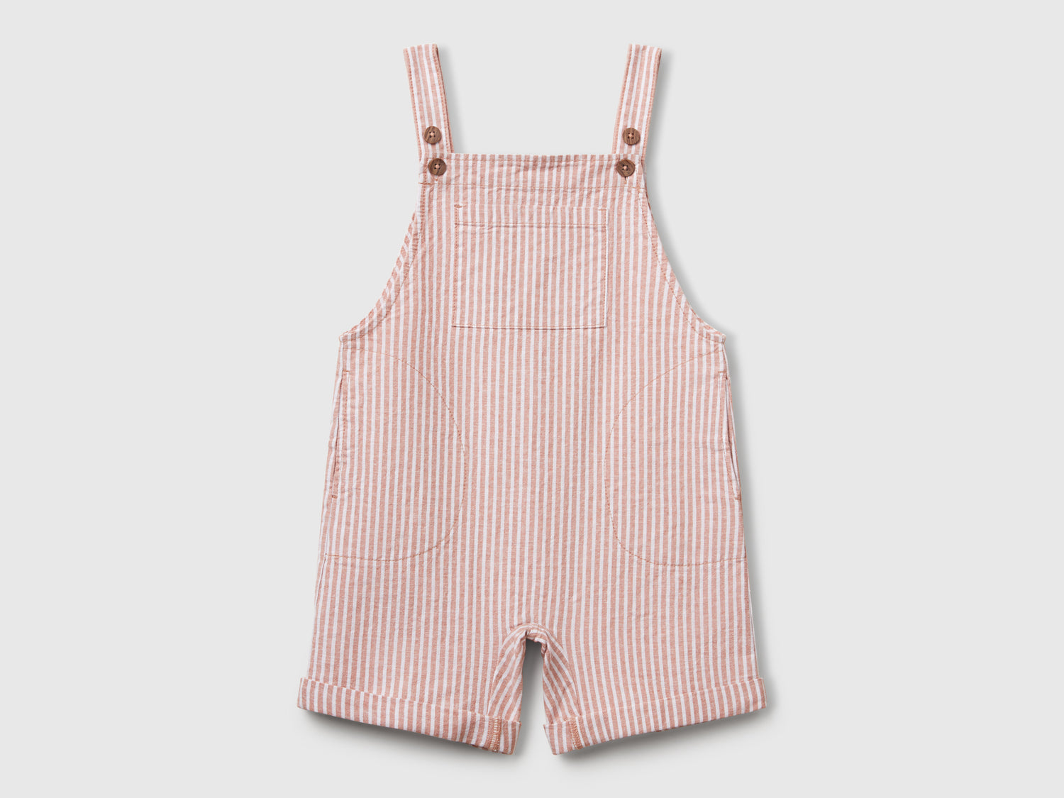Salopette a righe in misto lino da bimbo rosso | Benetton Outlet