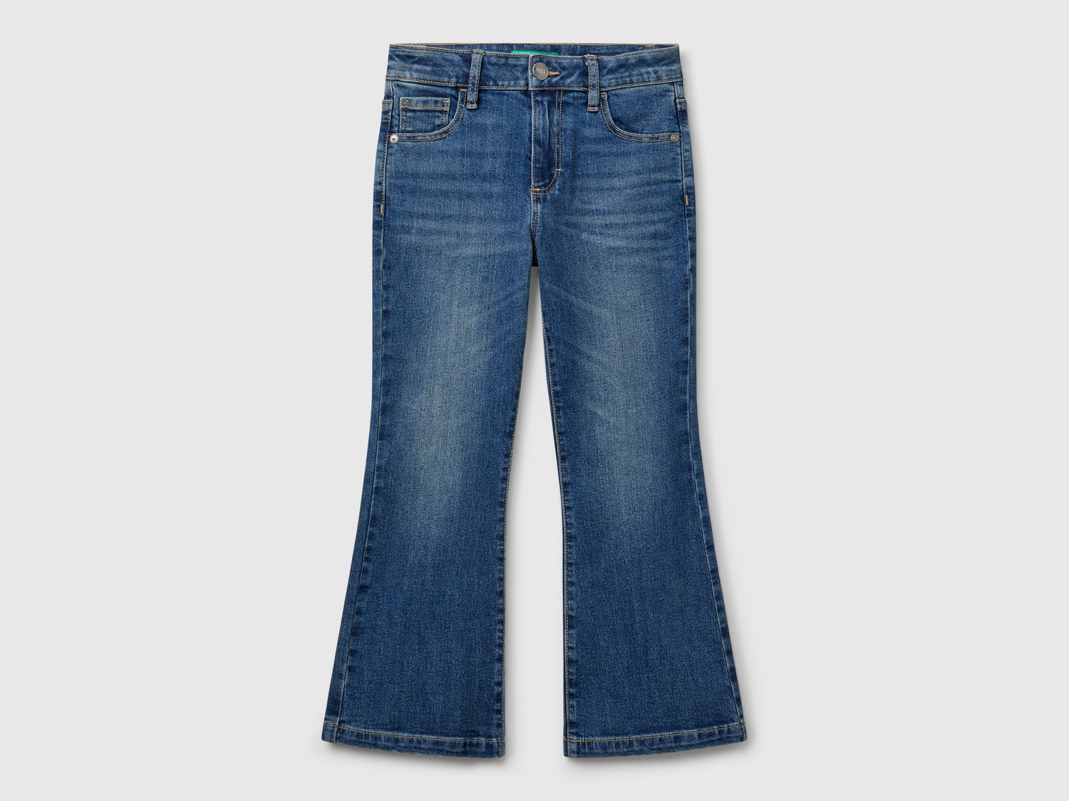 Jeans cinque tasche a zampa da bambina blu | Benetton Outlet