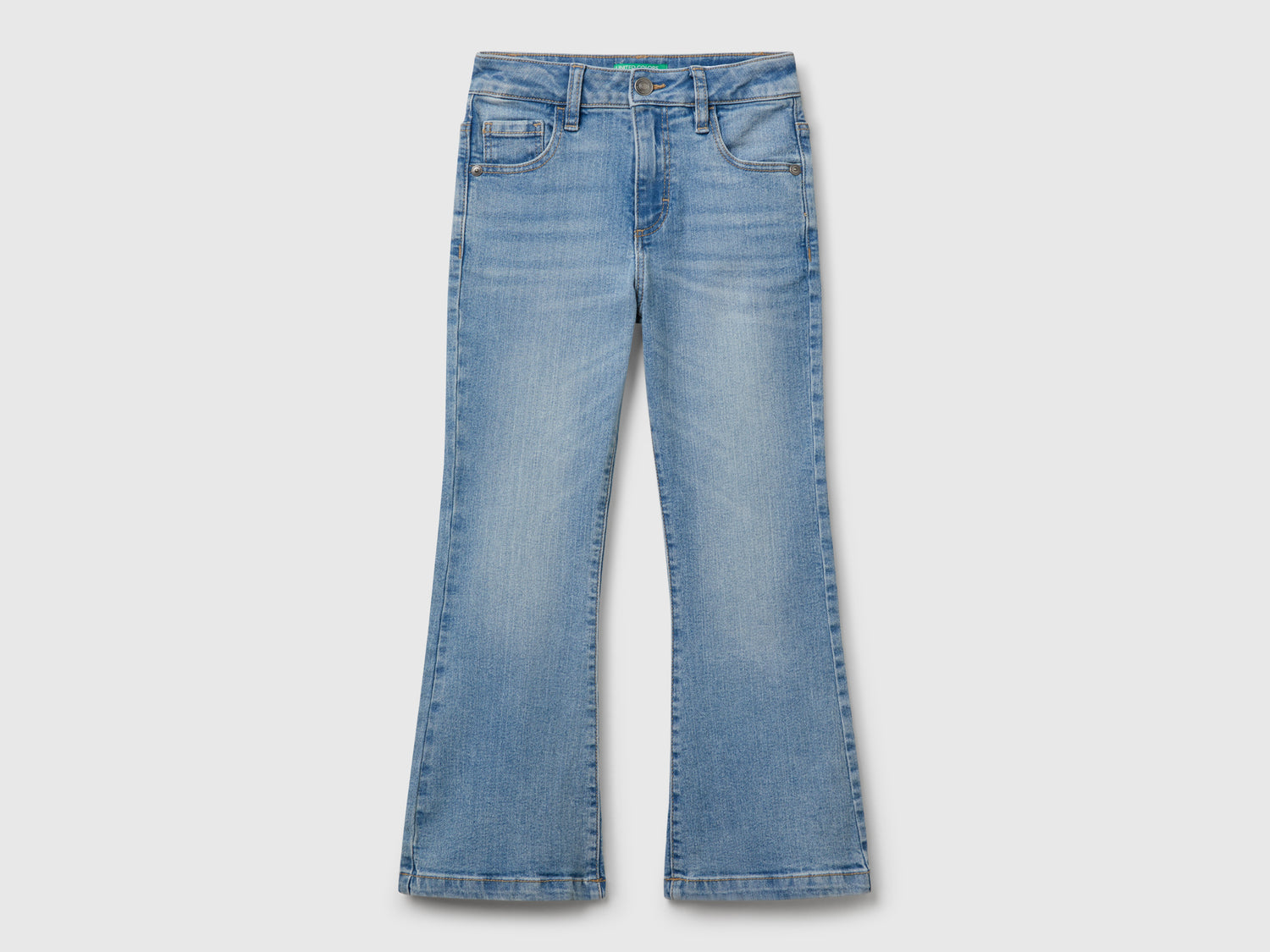 Jeans cinque tasche a zampa da bambina azzurro | Benetton Outlet