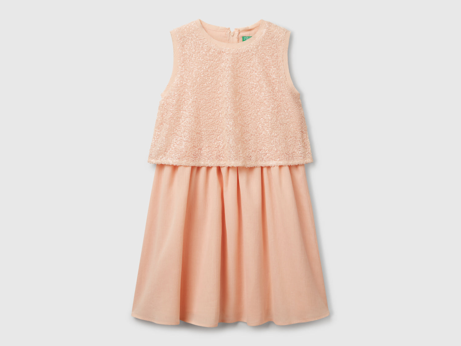 Abito con paillettes da bambina rosa tenue | Benetton Outlet