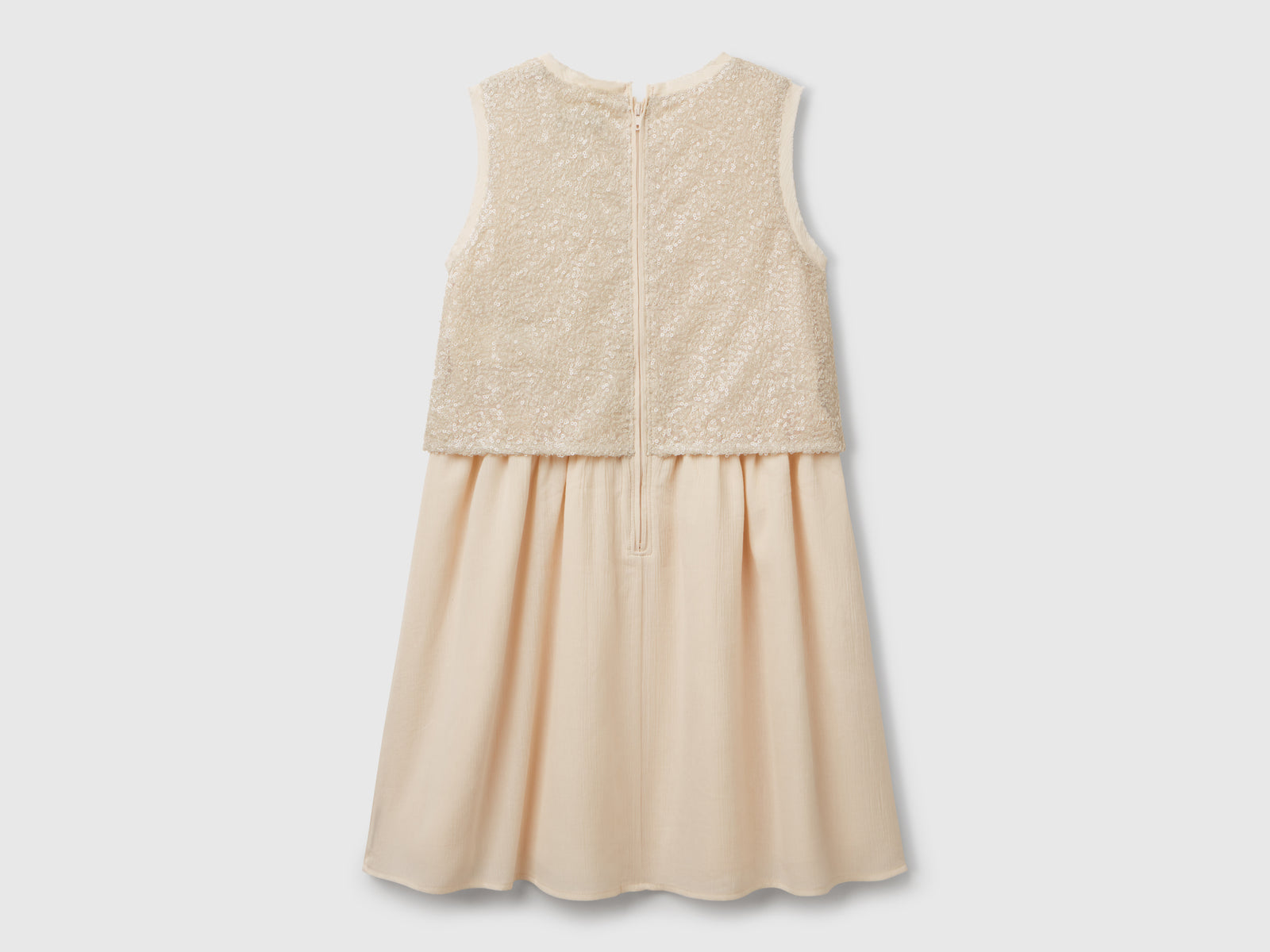 Abito con paillettes da bambina bianco panna 2 | Benetton Outlet