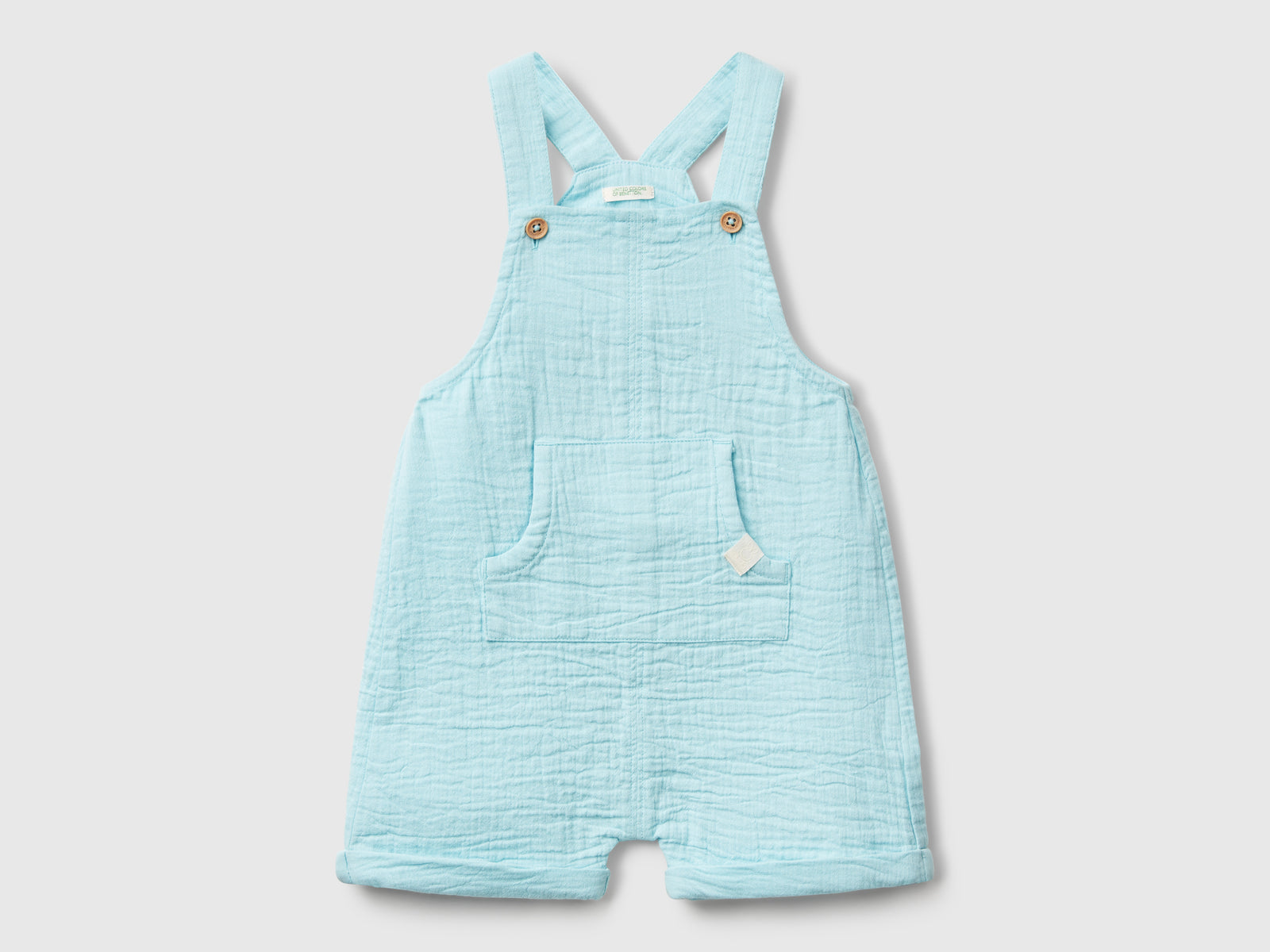 Salopette in cotone leggero da neonato azzurro | Benetton Outlet