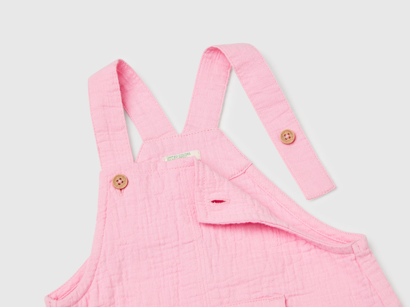 Salopette in cotone leggero da neonato rosa 3 | Benetton Outlet