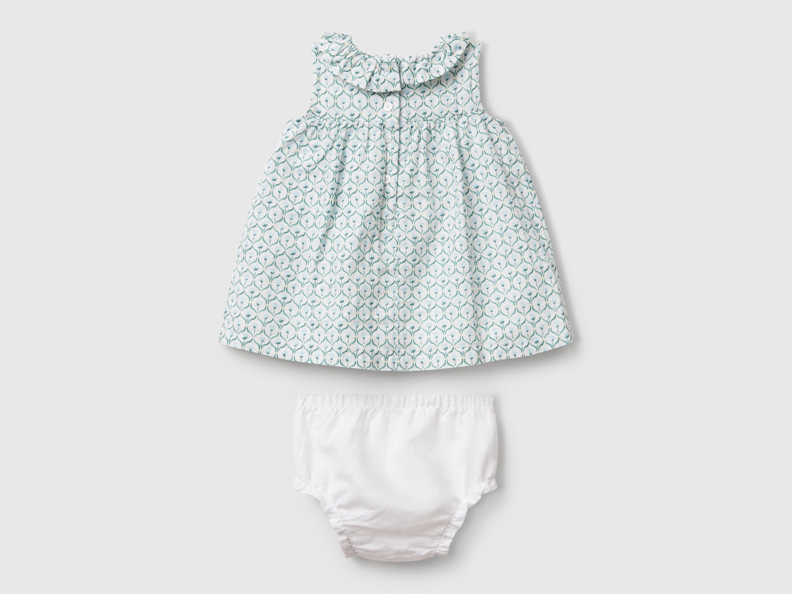 Abito con collo volant da neonato bianco 2 | Benetton Outlet