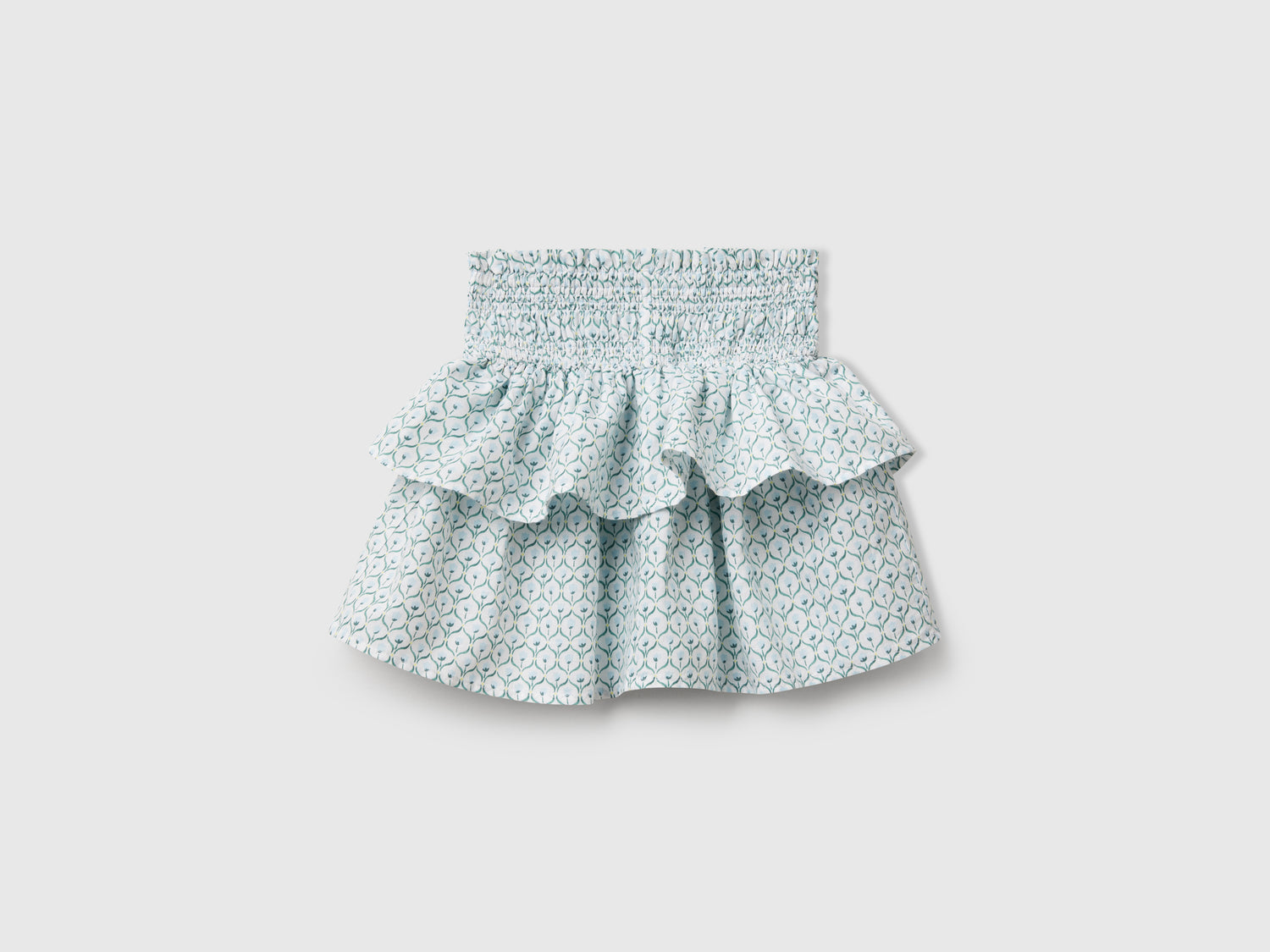 Gonna a fiori con balze da bambina bianco | Benetton Outlet