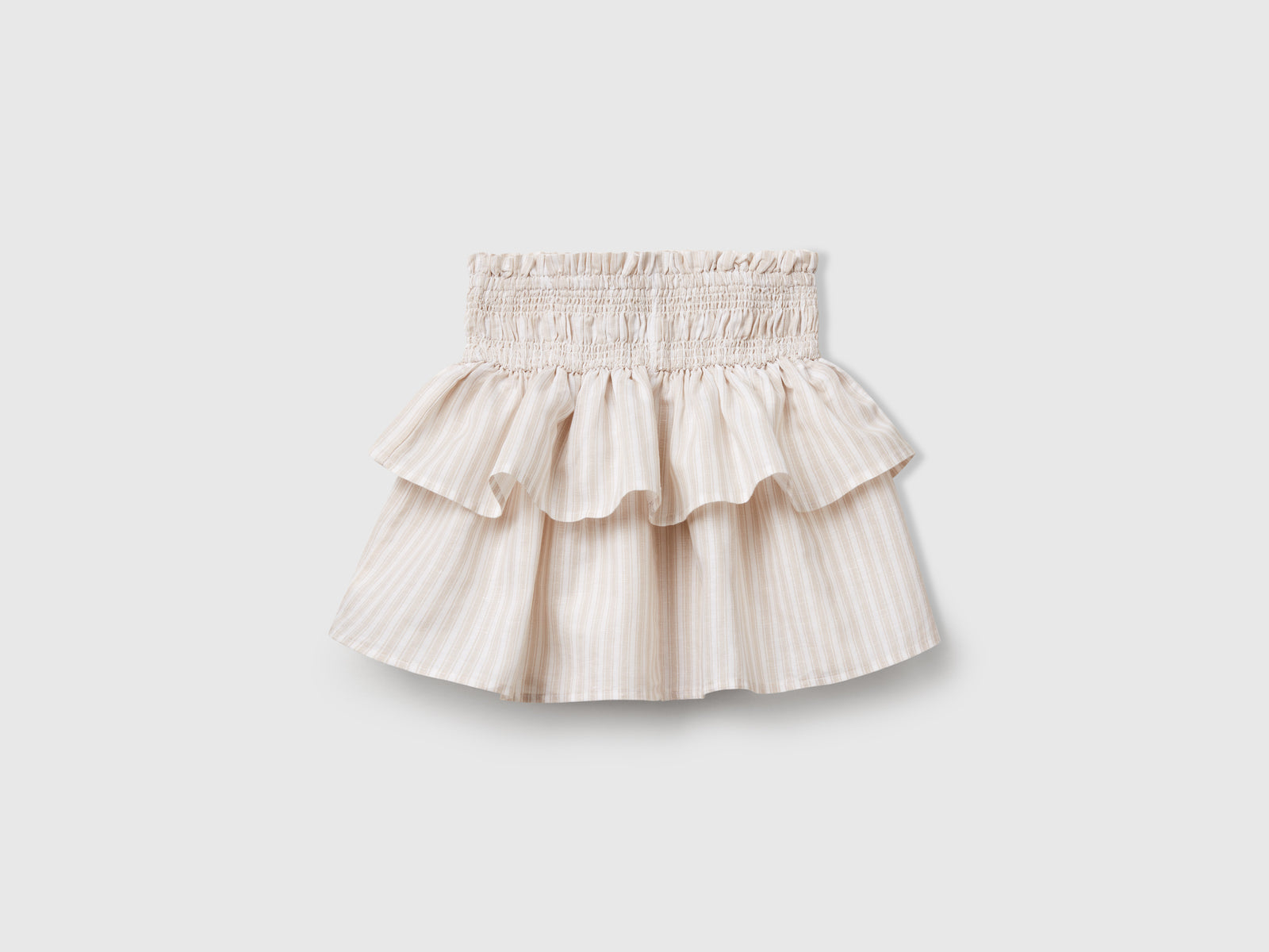 Gonna a righe con balze da bambina beige 2 | Benetton Outlet