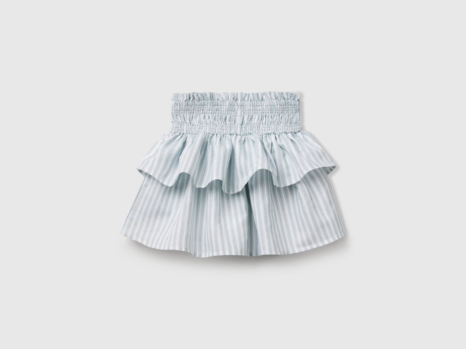 Gonna a righe con balze da bambina avio 2 | Benetton Outlet