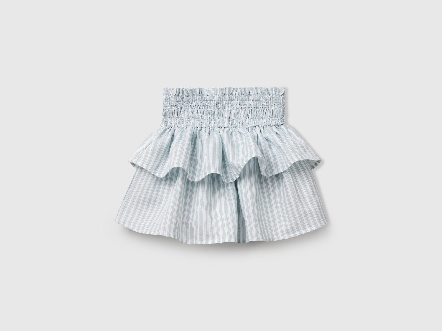 Gonna a righe con balze da bambina avio | Benetton Outlet