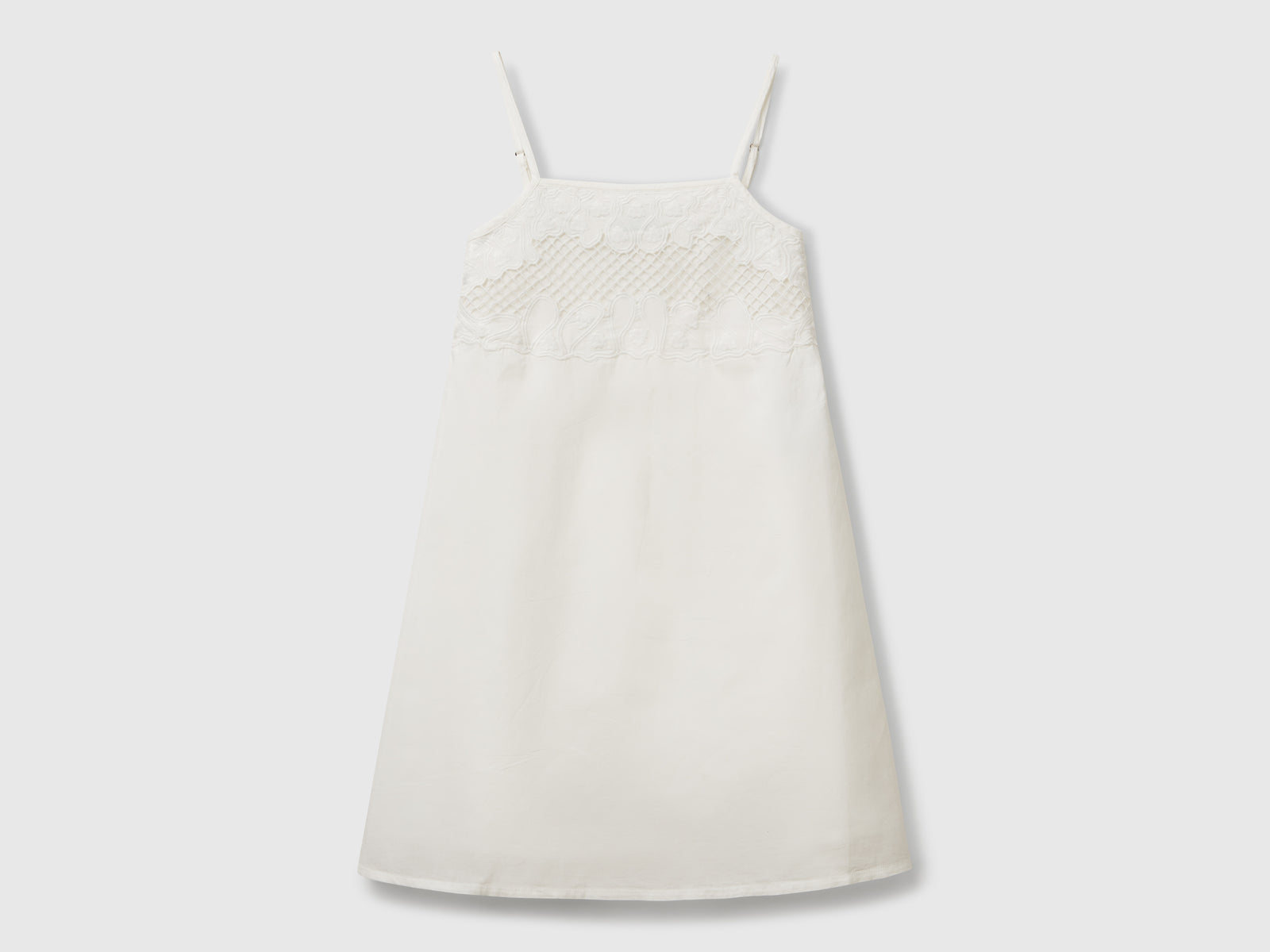 Vestito con top ricamato da bambina bianco panna | Benetton Outlet