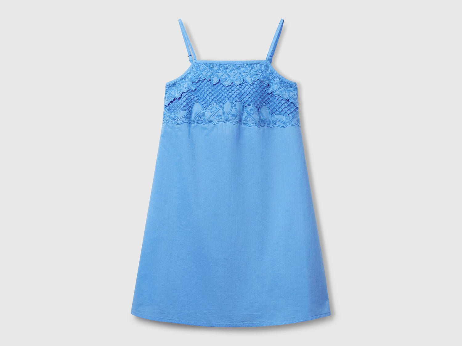 Vestito con top ricamato da bambina celeste | Benetton Outlet