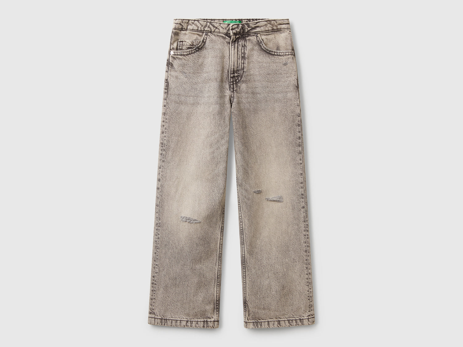 Jeans straight con rotture da bambina nero | Benetton Outlet