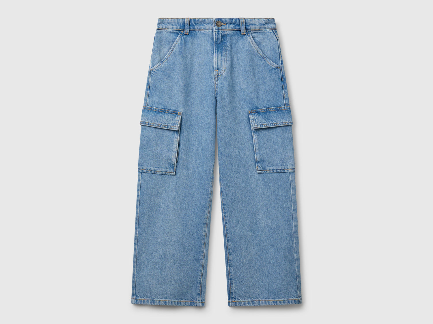 Jeans cargo 100% cotone da bambino azzurro | Benetton Outlet