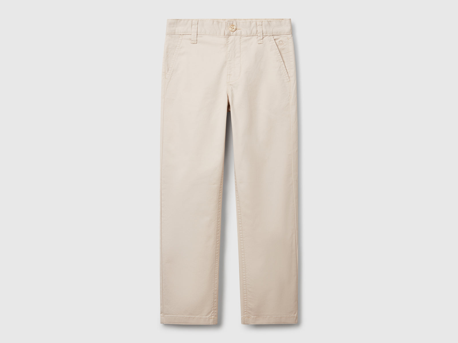 Chino slim fit in cotone stretch da bambino beige | Benetton Outlet