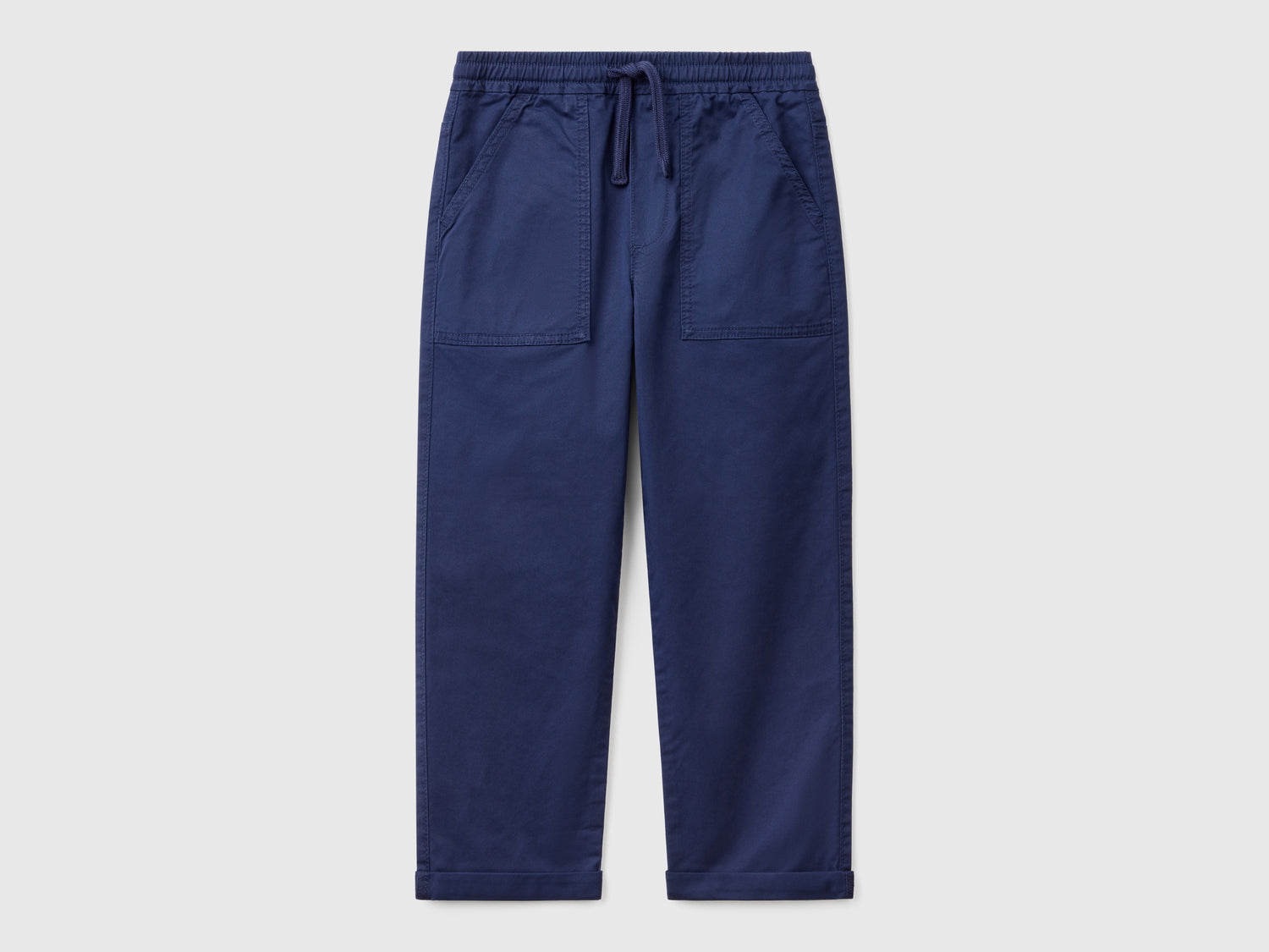 Joggers in cotone stretch con coulisse da bambino blu scuro | Benetton Outlet